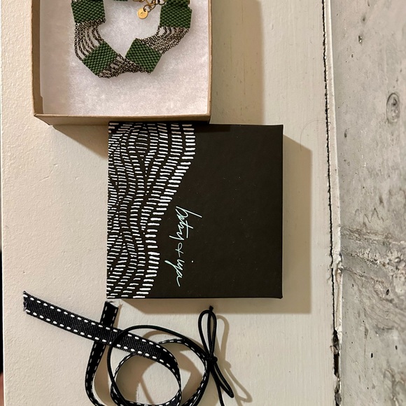 Silo green and brass bracelet, new in box, made in  Portland, OR - Picture 5 of 6